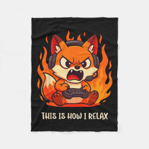 Boze Gamer Kitsune Fox Dit Is Hoe Ik Ontspan Japan Fleece Deken