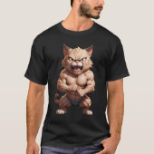 Boze gespierde kat schattige grappige boze kat t-shirt (Voorkant)