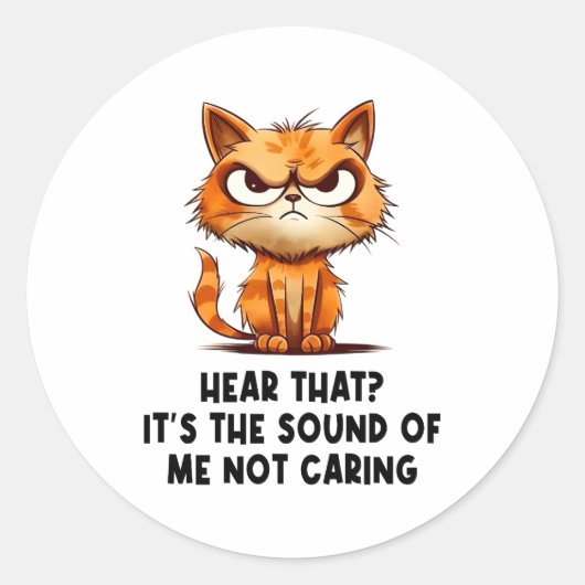 Boze gestresste kat Grappige stress meme voor katt Ronde Sticker (Voorkant)