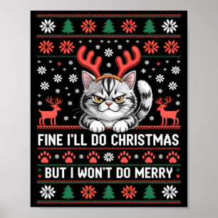 Boze Geweikat Kat Grappige Kerst Lelijke Trui Lang Poster