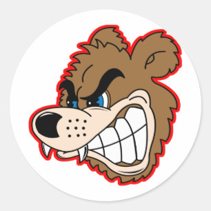 Boze grommend beer gezicht ronde sticker