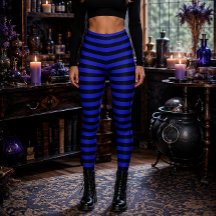 Boze Heks Blauw en Zwart Gestreept Halloween