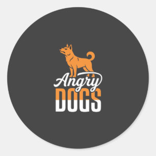Boze Honden Vector Mascotte Ronde Sticker