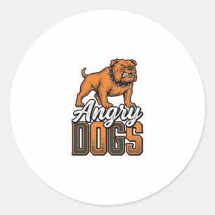 Boze Honden Vintage Bulldog Typografie Ontwerp_1 Ronde Sticker