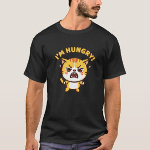 Boze hongerige kat hongerige persoon kat eten t-shirt