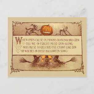 Boze Jack O' Lantern Heks Maan Vleermuis Briefkaart