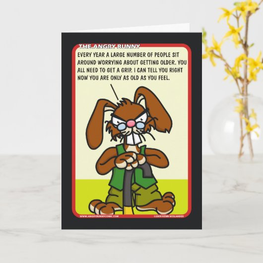 Boze Kaart 1 van de Verjaardag van het Konijntje (Gele Bloem)