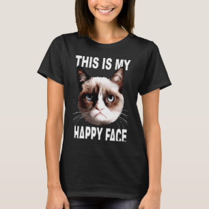 Boze Kat Dit Is Mijn Gelukkig Gezicht Sarcastische T-shirt