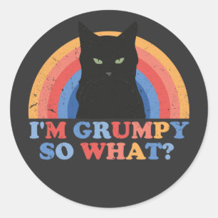 Boze kat Ik ben chagrijnig dus wat lol cats Ronde Sticker