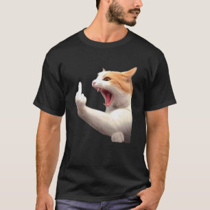 Boze Kat Middelvinger Meme Grappige Catcore T-shir T-shirt