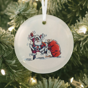 Boze Kerstman ronde glazen kerstbal Glas Ornament