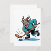 Boze Krampus speelt ijshockey kerstsport Bedankkaart (Voorkant / Achterkant)