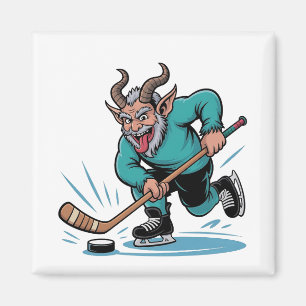 Boze Krampus speelt ijshockey kerstsport Magneet