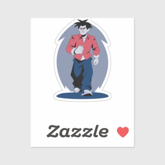 Boze man loopt sticker (Vel)