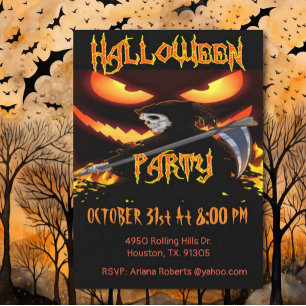 Boze ogen en Grim Reaper Halloween Party Kaart