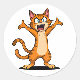 Boze Oranje Tabbykat Cartoon Ronde Sticker