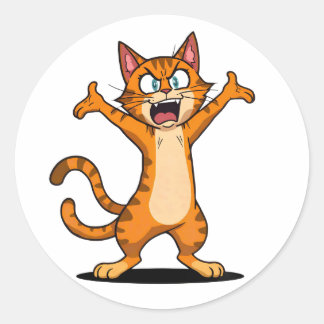 Boze Oranje Tabbykat Cartoon Ronde Sticker