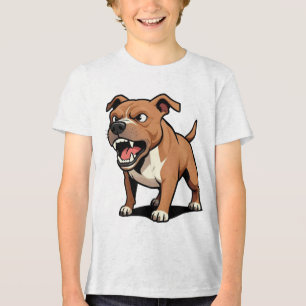 Boze Pitbull Cartoonhond Bruin Snauw Tri-Blend Shirt