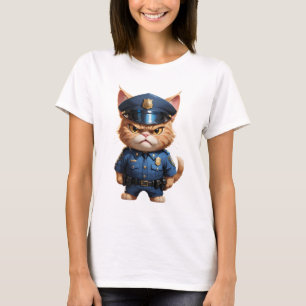 Boze politiepoes schattige boze poes in shirt