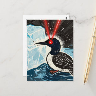 Boze rode lazer ogen MN Loon smeltend ijs Ansichtk Briefkaart