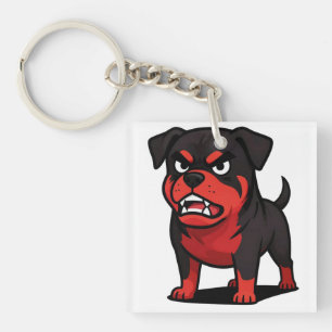 Boze Rottweiler Cartoonhond cadeau voor hondenlief Sleutelhanger