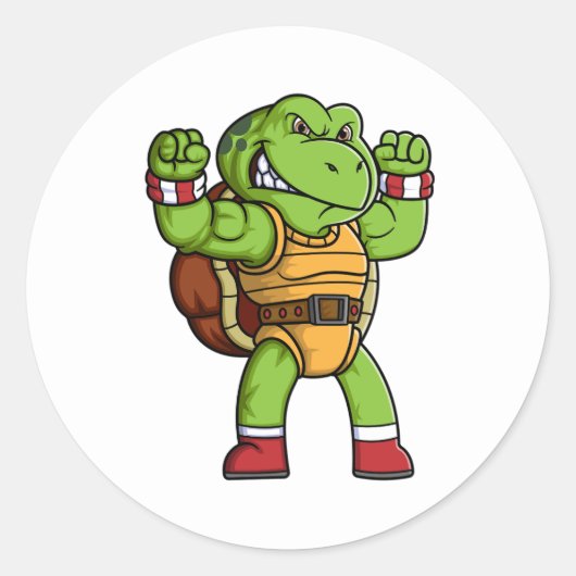 Boze schildpad karakter met goede pose ronde sticker (Voorkant)
