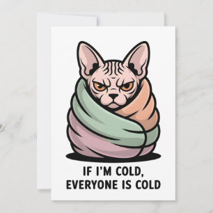 Boze Sphynx Kat Koude Humor Cartoon Kunst Feestdagenkaart