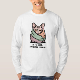 Boze Sphynx Kat Koude Humor Cartoon Kunst T-shirt