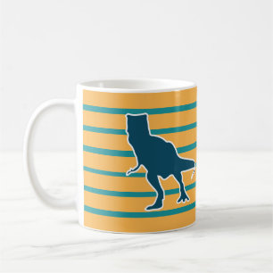 Boze T-rex dinosaurus geel en blauw Koffiemok