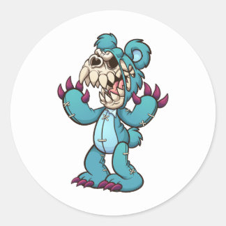 Boze teddybeer met een schedelgezicht ronde sticker