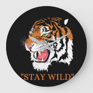 Boze Tijger "Blijf Wild" Artistieke Wandklok Grote Klok