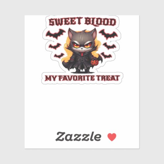 Boze vampierkat hunkert naar zoete Halloween-bloed Sticker (Vel)