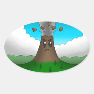 Boze vulkaan ovale sticker