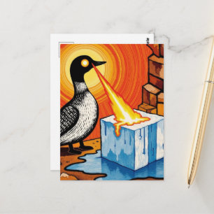 Boze vuur ogen MN Loon smeltend ijs Briefkaart