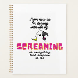 Boze witte papegaai met grappige tekst planner