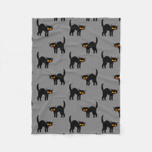 Boze Zwarte Kat Gele Ogen Grijs Halloween Cadeaus Fleece Deken
