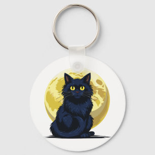 Boze zwarte kat sleutelhanger