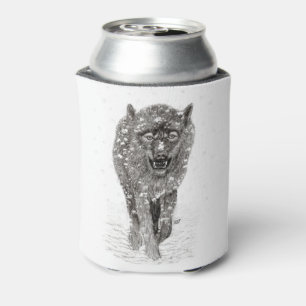 Boze Zwarte Wolf in de Sneeuw, wilde Winter Blikjeskoeler