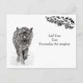 Boze Zwarte Wolf in de Sneeuw, wilde Winter Informatiekaartje (Voorkant)