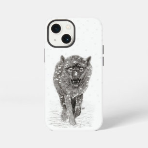 Boze Zwarte Wolf in de Sneeuw, wilde Winter iPhone 13 Mini Hoesje