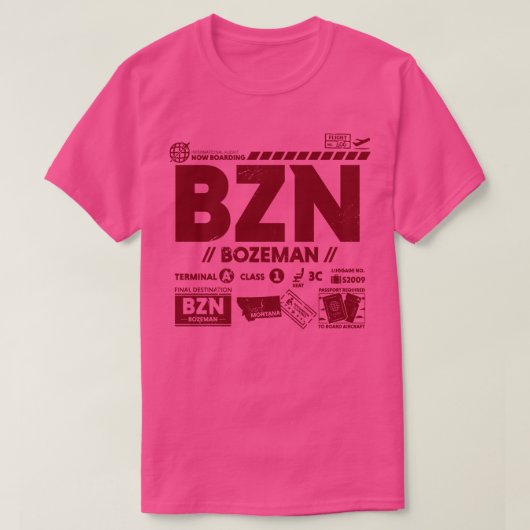 Bozeman BZN Airport Code Reisdag Retro T-shirt (Design voorkant)