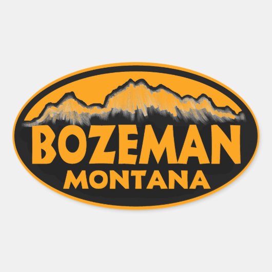 Bozeman Montana oranje ovale stickers (Voorkant)
