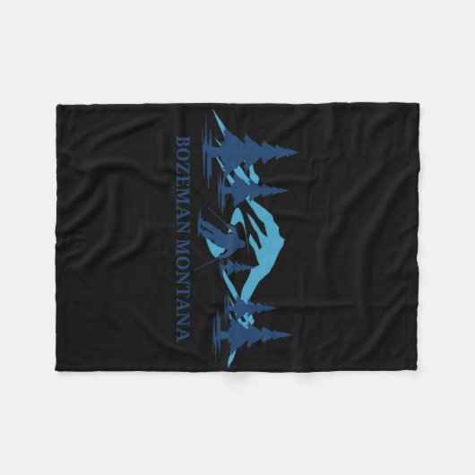 Bozeman Montana Ski Resort Skiër Fleece Deken (Voorkant (Horizontaal))