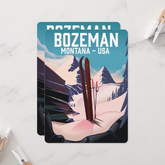 Bozeman Montana skiposter (Voorkant / Achterkant in situ)