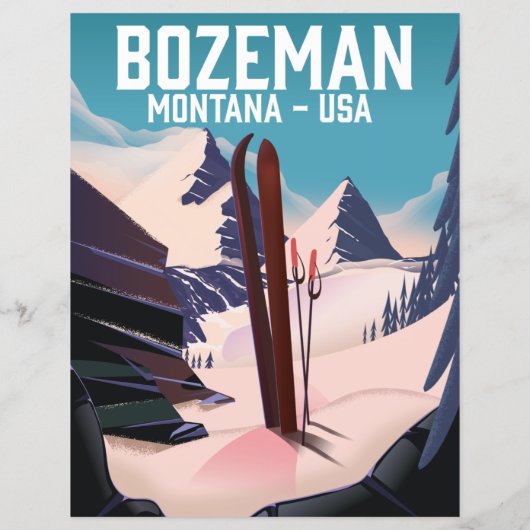Bozeman Montana skiposter (Achterkant)