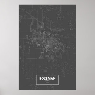 Bozeman, Montana (wit op zwart) Poster