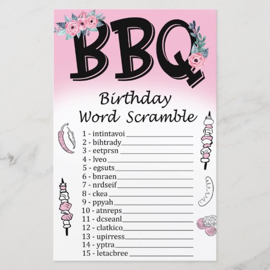 BQ Birthday Word Scramble Game (Voorkant)