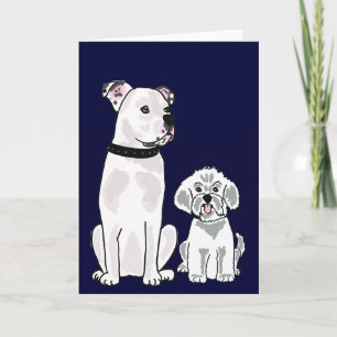 BR- Bichon Frise en American Bulldog Notecard Kaart