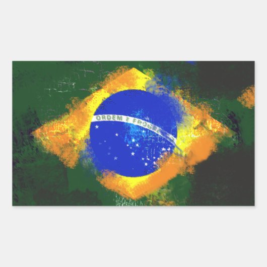 BR Brasil braziliaanse vlag Rechthoekige Sticker (Voorkant)