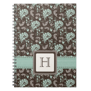Br décoré d'un monogramme de Teal de journal de